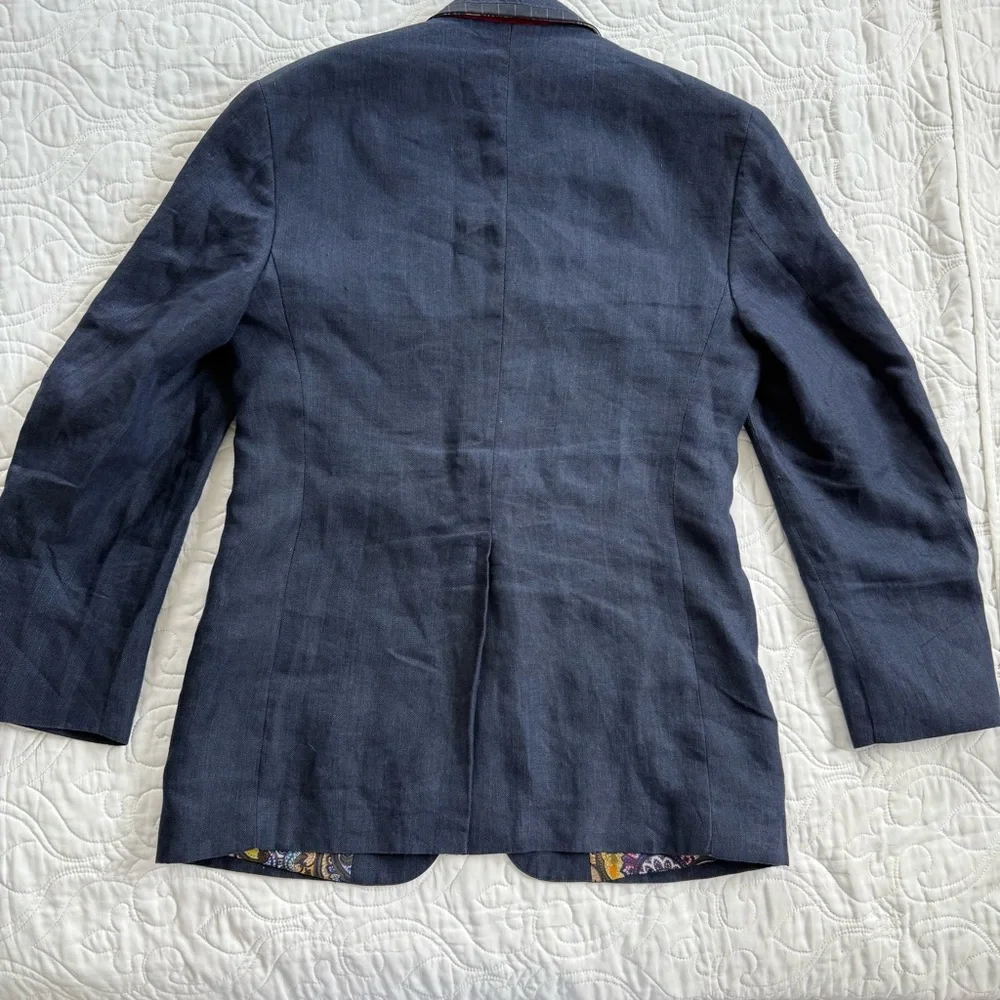 Robert Graham 100% Linen Navy Paisley Lining Detailed Blazer Men's‎ 40 EUC